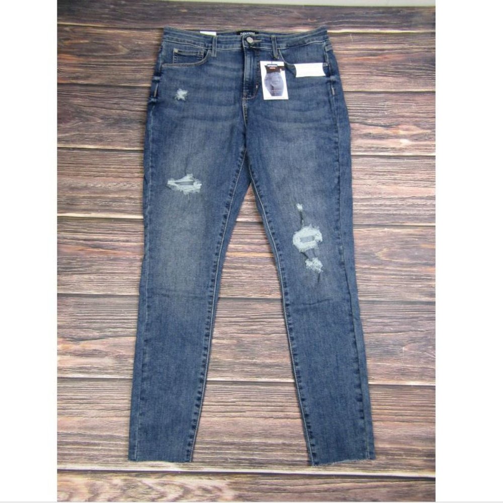 Denizen Levi's Womens High Rise Super Skinny Distressed Jeans Blue 14 W32 NEW - Picture 2 of 6